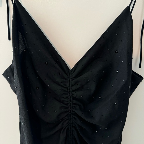Sandro Praline Ruched Rhinestone dress in black - Picture 9 of 9